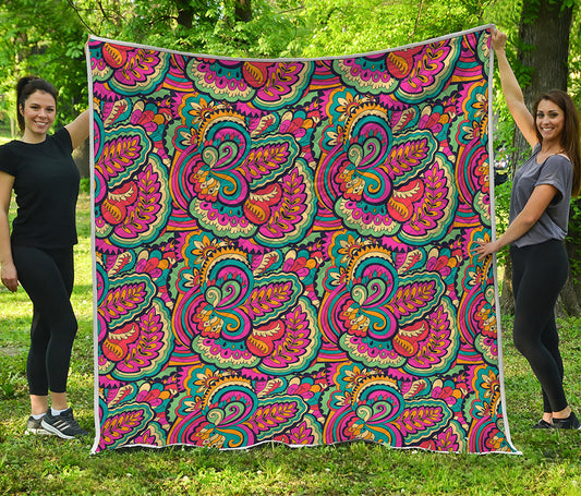 Retro Psychedelic Hippie Pattern Print Quilt