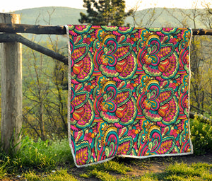 Retro Psychedelic Hippie Pattern Print Quilt