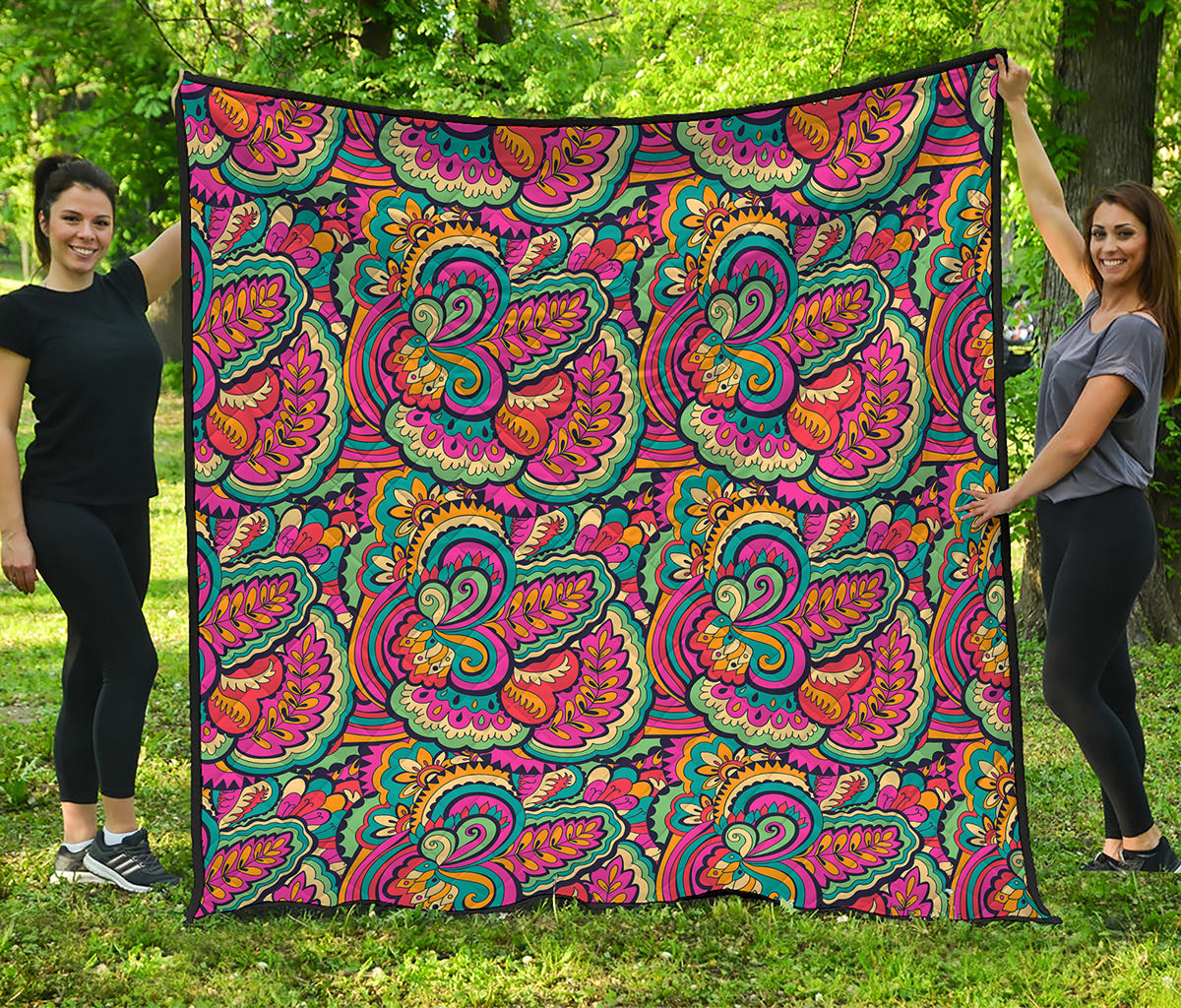 Retro Psychedelic Hippie Pattern Print Quilt