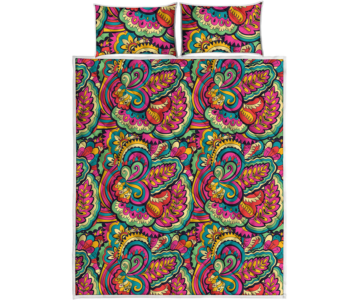 Retro Psychedelic Hippie Pattern Print Quilt Bed Set