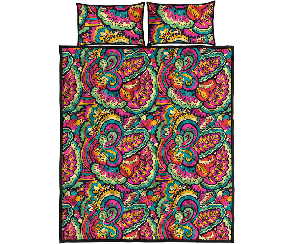 Retro Psychedelic Hippie Pattern Print Quilt Bed Set