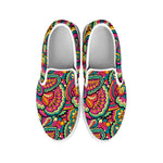 Retro Psychedelic Hippie Pattern Print White Slip On Shoes