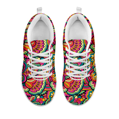 Retro Psychedelic Hippie Pattern Print White Sneakers