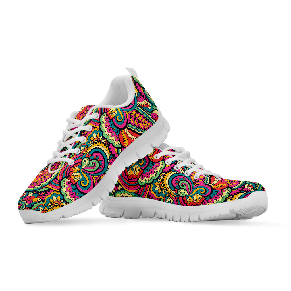 Retro Psychedelic Hippie Pattern Print White Sneakers