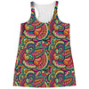 Retro Psychedelic Hippie Pattern Print Women's Racerback Tank Top