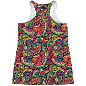 Retro Psychedelic Hippie Pattern Print Women's Racerback Tank Top