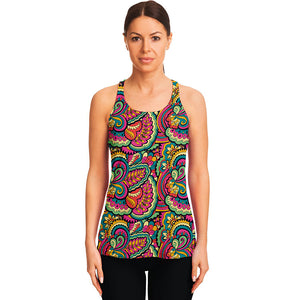 Retro Psychedelic Hippie Pattern Print Women's Racerback Tank Top