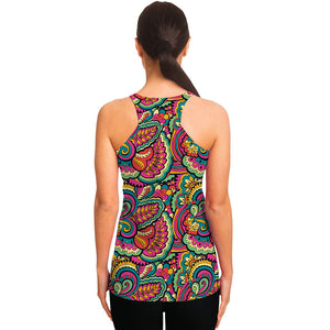 Retro Psychedelic Hippie Pattern Print Women's Racerback Tank Top