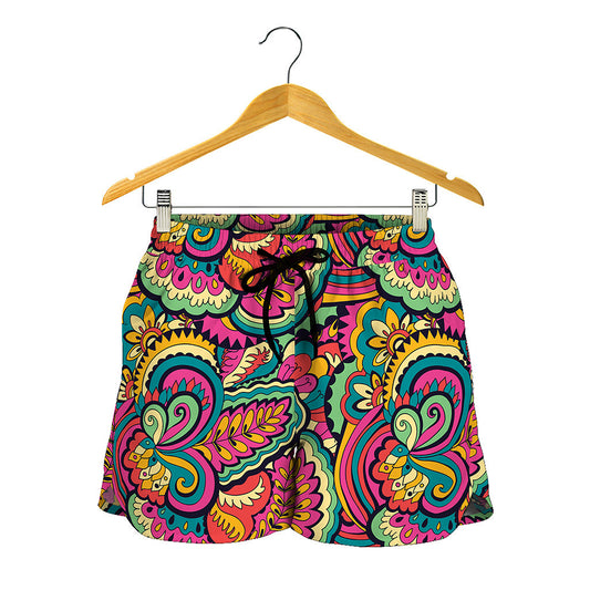 Retro Psychedelic Hippie Pattern Print Women's Shorts