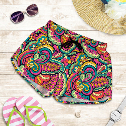 Retro Psychedelic Hippie Pattern Print Women's Shorts