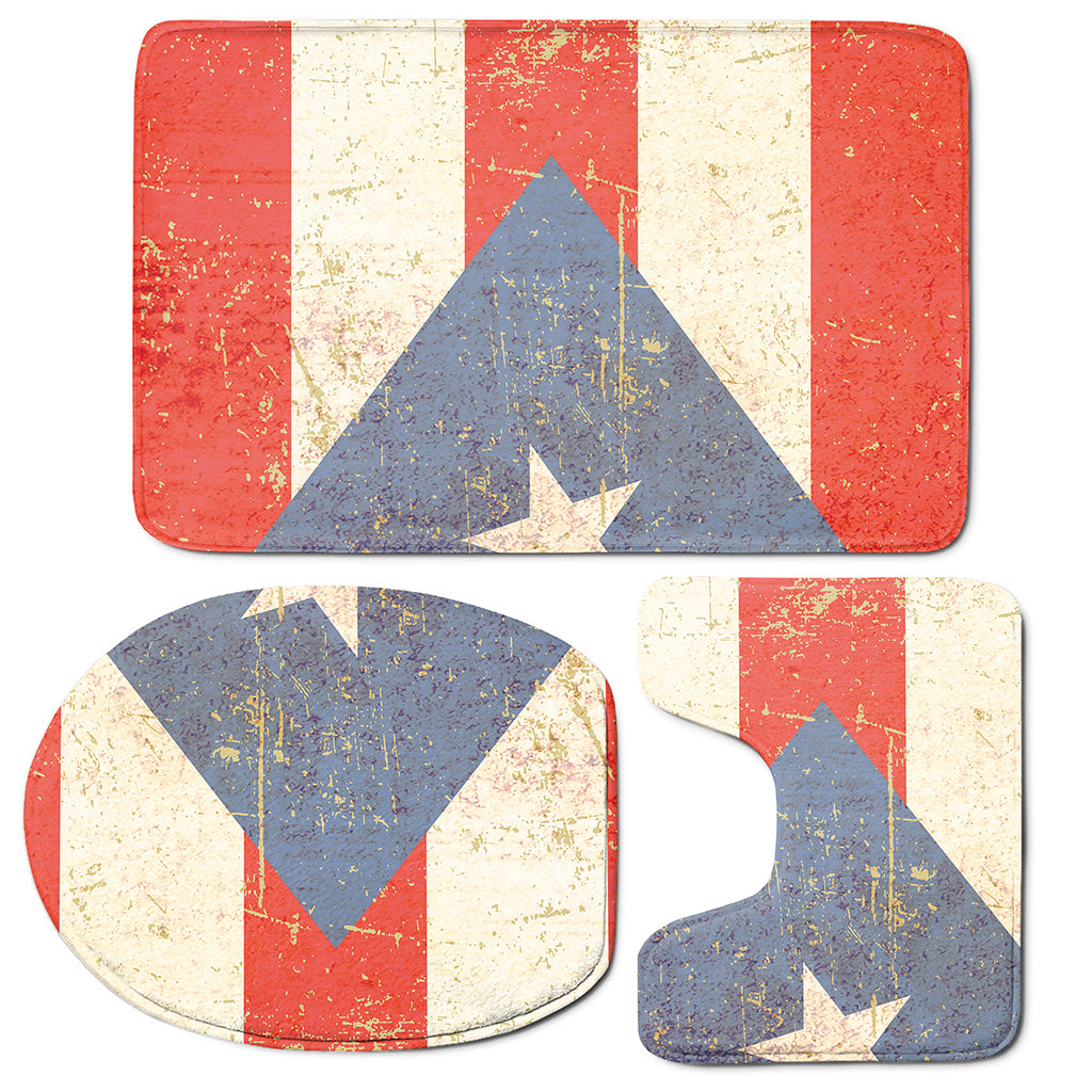 Retro Puerto Rican Flag Print 3 Piece Bath Mat Set