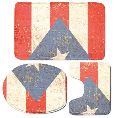 Retro Puerto Rican Flag Print 3 Piece Bath Mat Set
