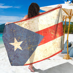 Retro Puerto Rican Flag Print Beach Sarong Wrap