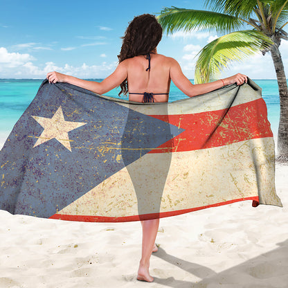 Retro Puerto Rican Flag Print Beach Sarong Wrap