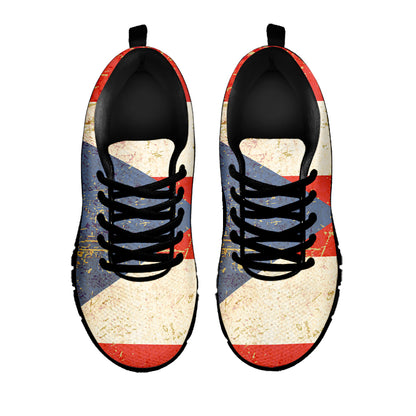 Retro Puerto Rican Flag Print Black Sneakers