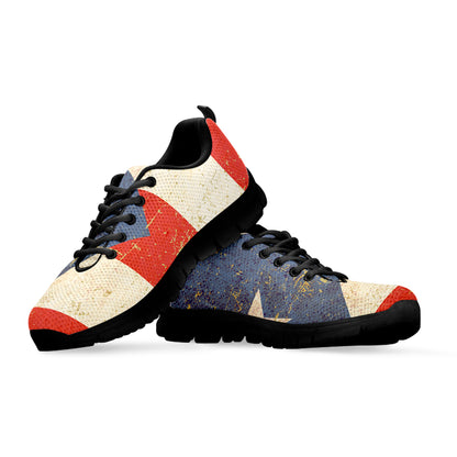 Retro Puerto Rican Flag Print Black Sneakers