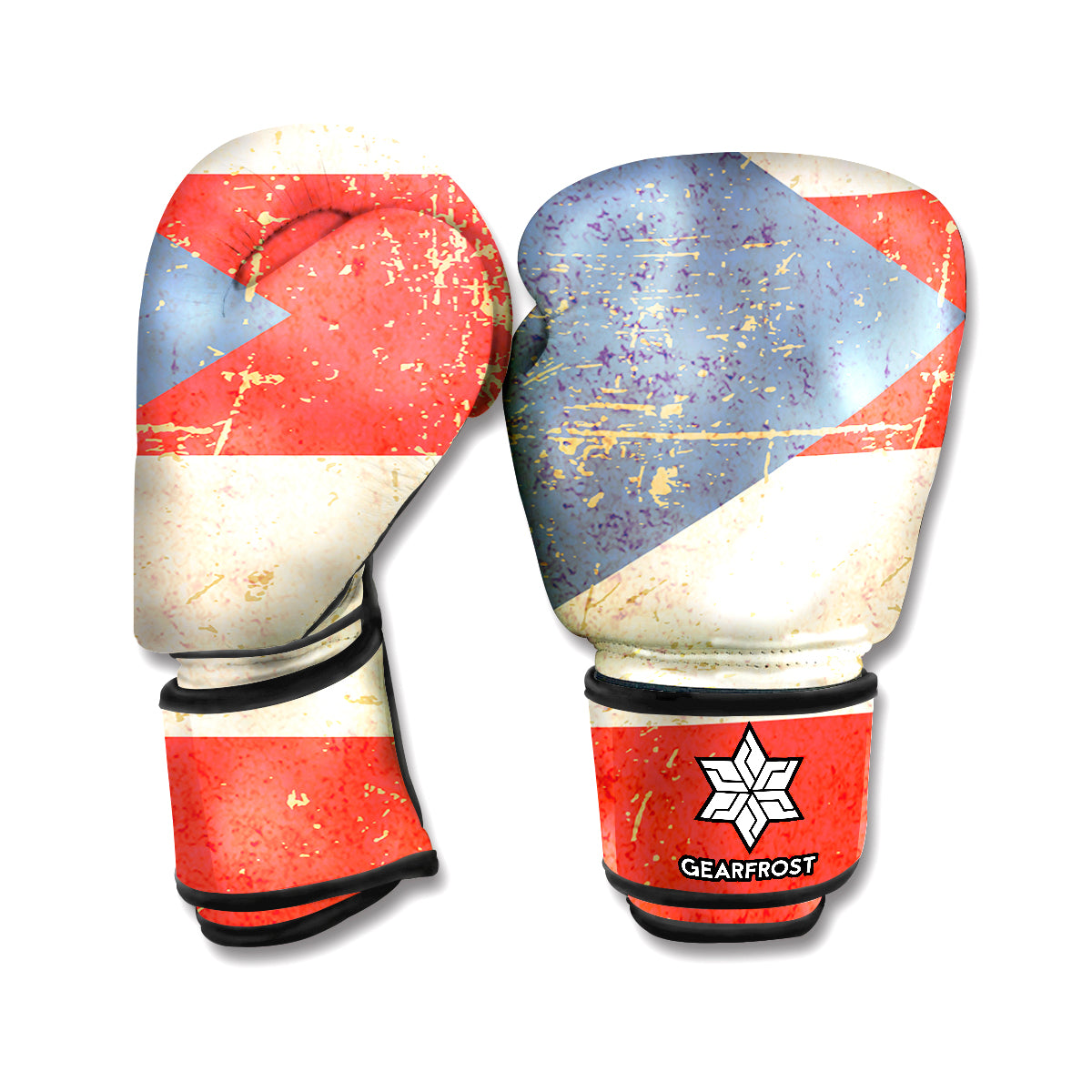 Retro Puerto Rican Flag Print Boxing Gloves