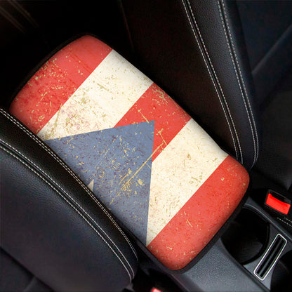 Retro Puerto Rican Flag Print Car Center Console Cover