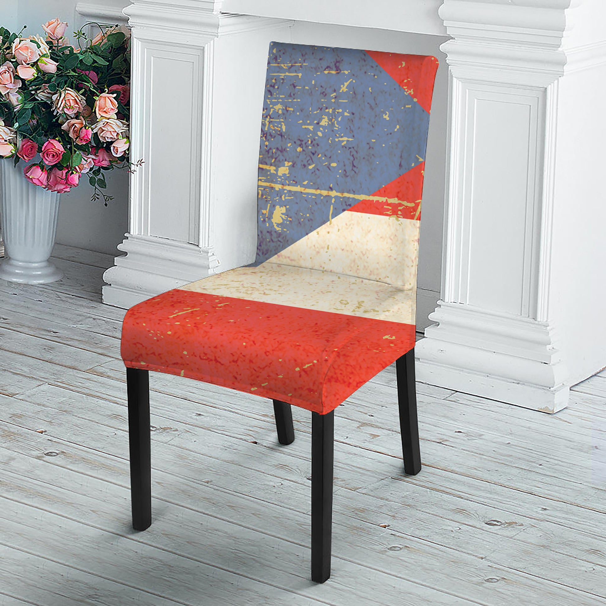 Retro Puerto Rican Flag Print Dining Chair Slipcover