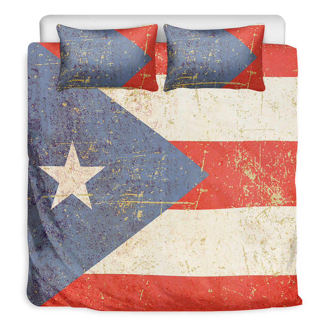 Retro Puerto Rican Flag Print Duvet Cover Bedding Set