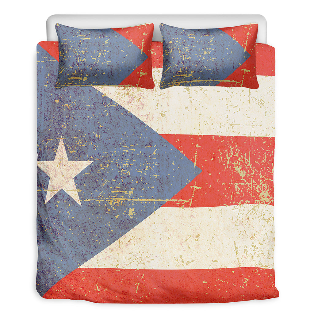 Retro Puerto Rican Flag Print Duvet Cover Bedding Set