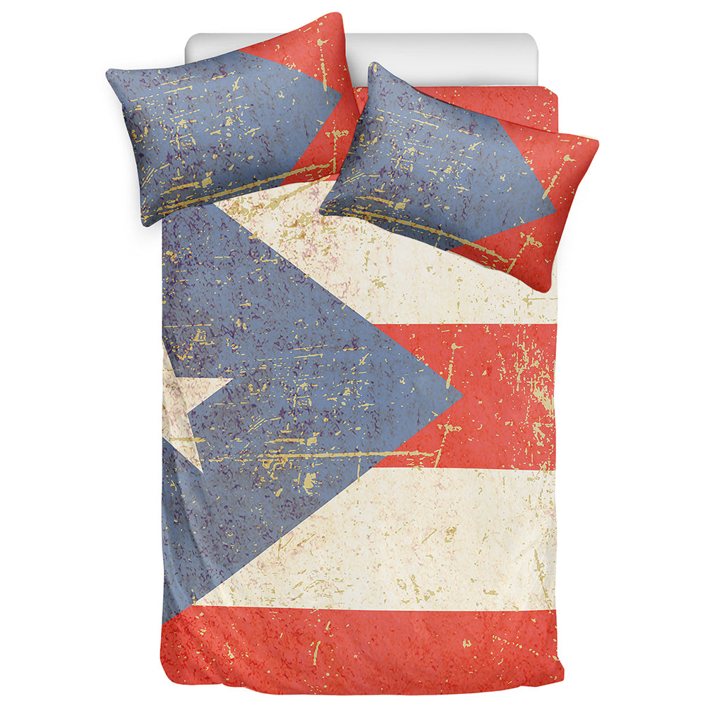 Retro Puerto Rican Flag Print Duvet Cover Bedding Set