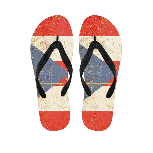 Retro Puerto Rican Flag Print Flip Flops