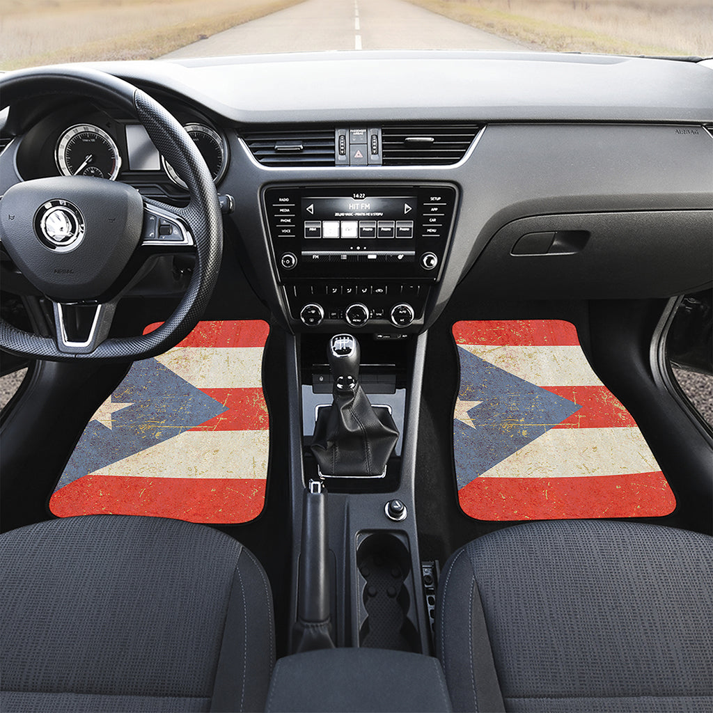 Retro Puerto Rican Flag Print Front and Back Car Floor Mats