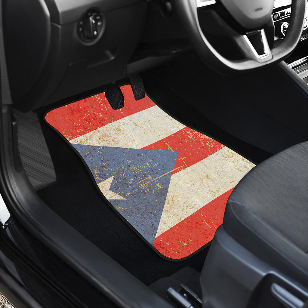 Retro Puerto Rican Flag Print Front and Back Car Floor Mats