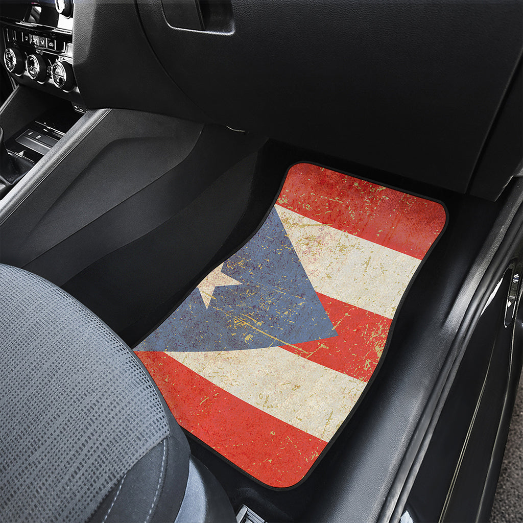 Retro Puerto Rican Flag Print Front and Back Car Floor Mats