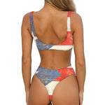 Retro Puerto Rican Flag Print Front Bow Tie Bikini