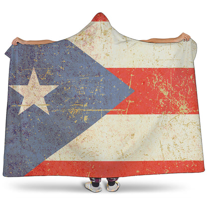 Retro Puerto Rican Flag Print Hooded Blanket