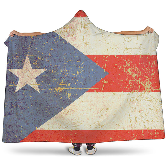 Retro Puerto Rican Flag Print Hooded Blanket