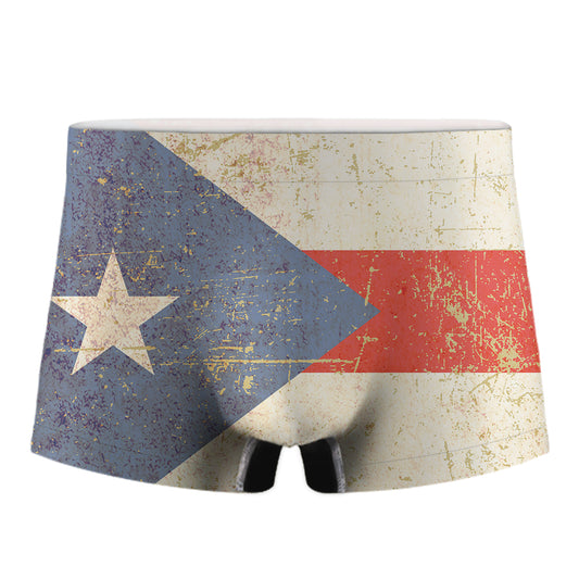 Retro Puerto Rican Flag Print Men's Boxer Briefs