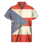 Retro Puerto Rican Flag Print Men's Short Sleeve Shirt