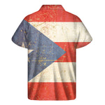 Retro Puerto Rican Flag Print Men's Short Sleeve Shirt