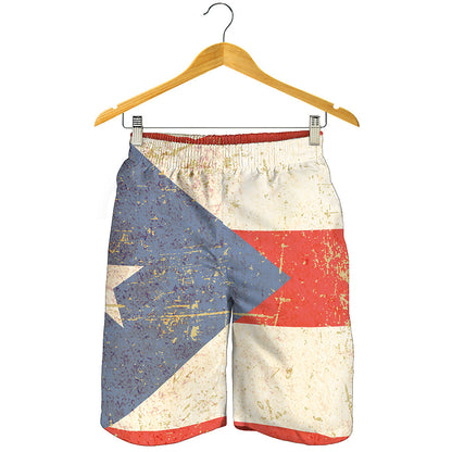 Retro Puerto Rican Flag Print Men's Shorts
