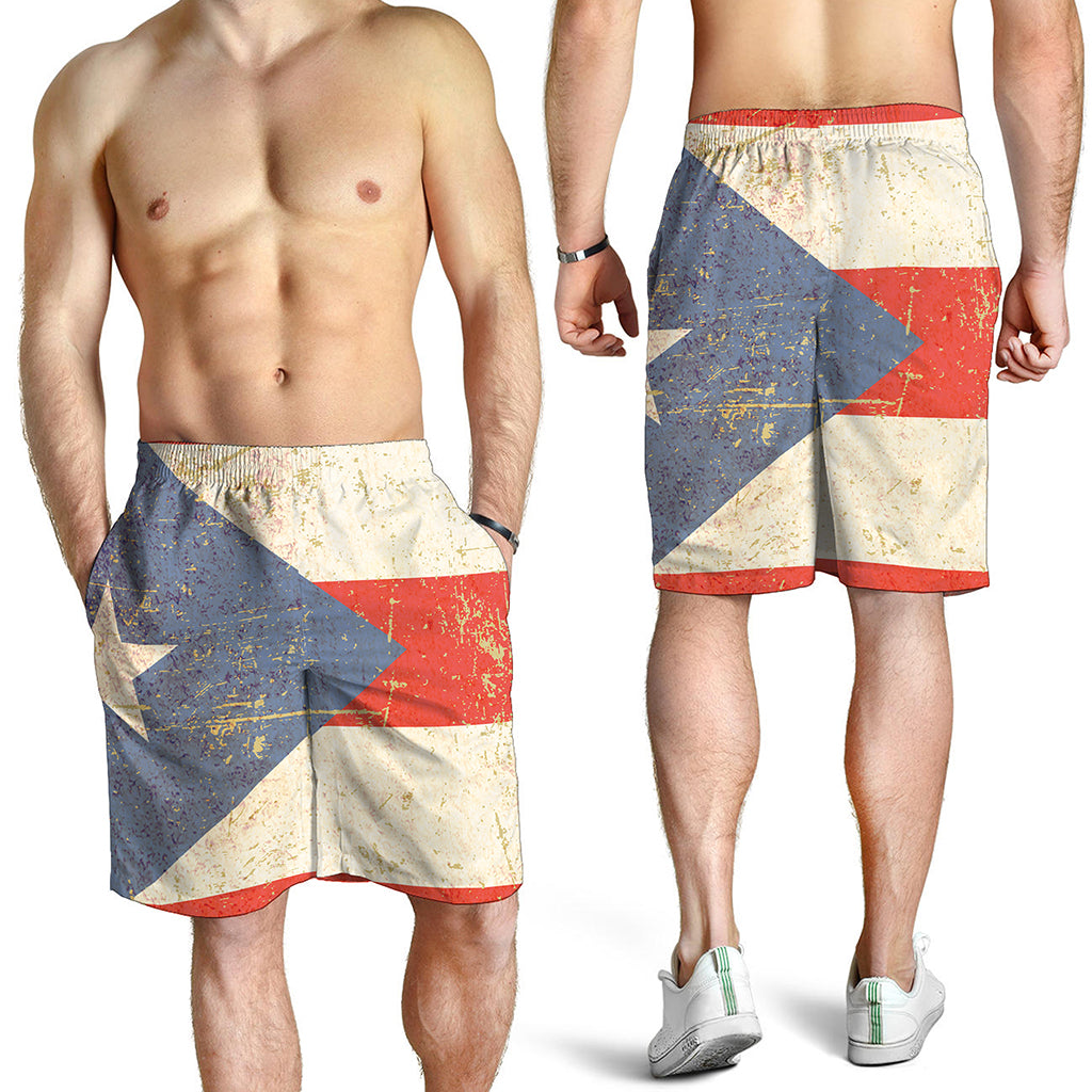 Retro Puerto Rican Flag Print Men's Shorts