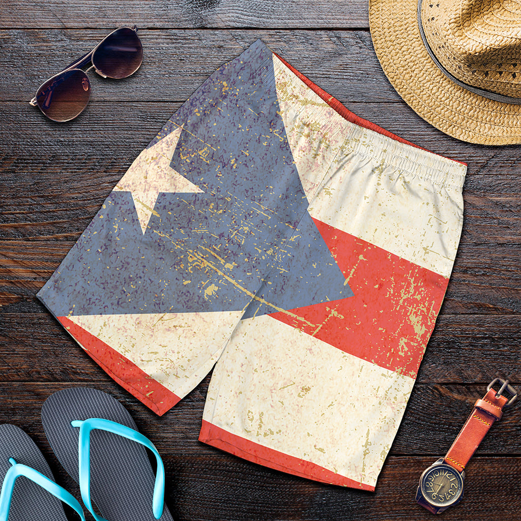 Retro Puerto Rican Flag Print Men's Shorts