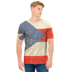 Retro Puerto Rican Flag Print Men's T-Shirt