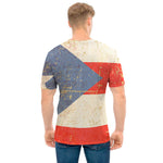 Retro Puerto Rican Flag Print Men's T-Shirt