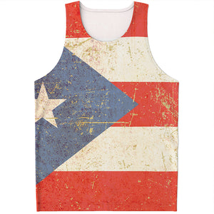 Retro Puerto Rican Flag Print Men's Tank Top