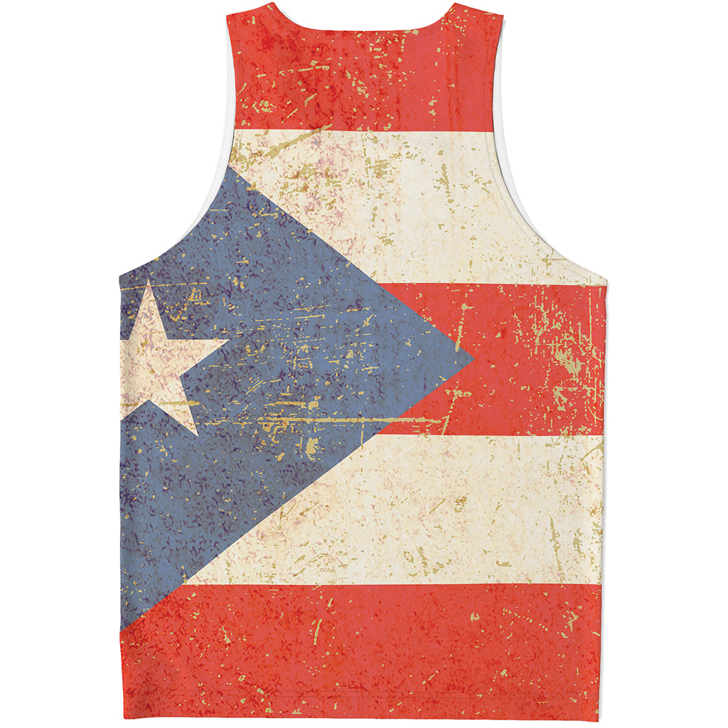 Retro Puerto Rican Flag Print Men's Tank Top