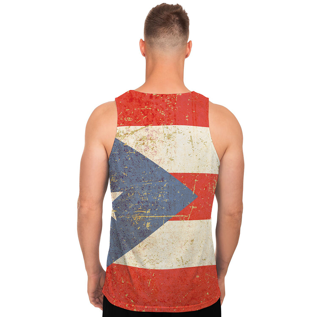 Retro Puerto Rican Flag Print Men's Tank Top