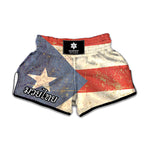 Retro Puerto Rican Flag Print Muay Thai Boxing Shorts