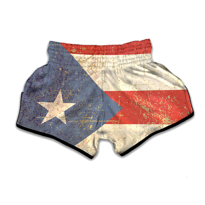 Retro Puerto Rican Flag Print Muay Thai Boxing Shorts