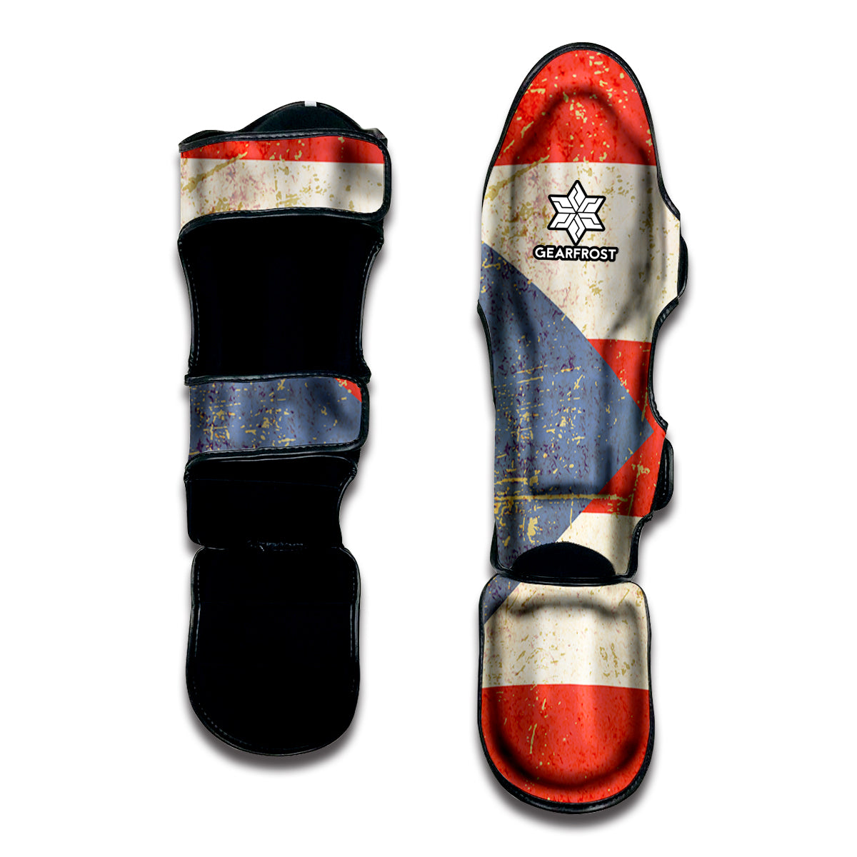 Retro Puerto Rican Flag Print Muay Thai Shin Guard