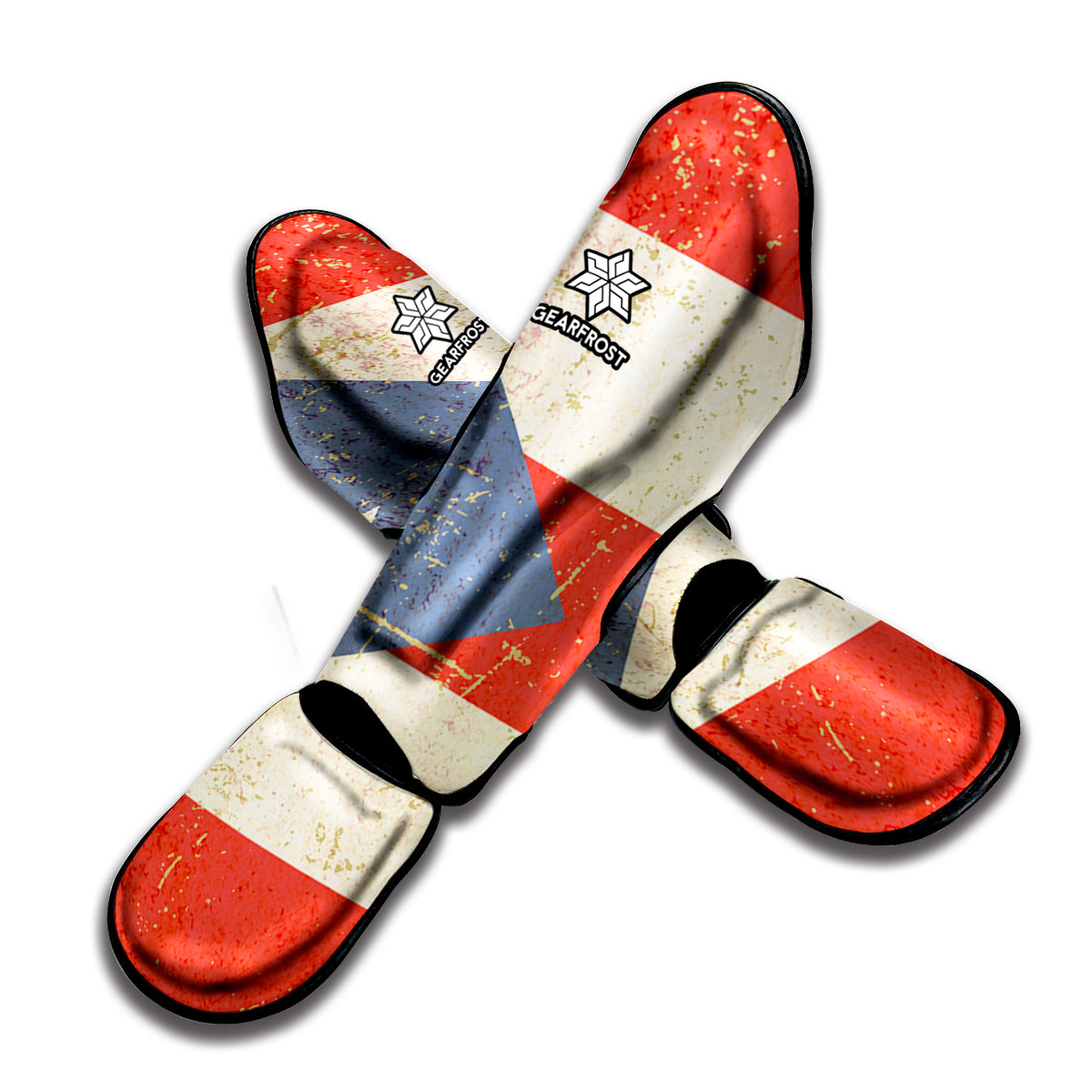Retro Puerto Rican Flag Print Muay Thai Shin Guard