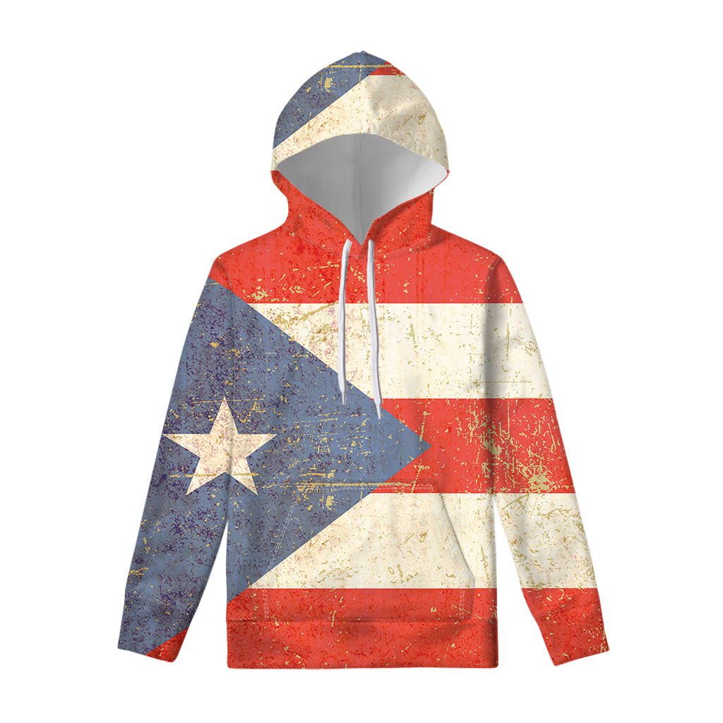 Retro Puerto Rican Flag Print Pullover Hoodie