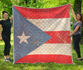 Retro Puerto Rican Flag Print Quilt